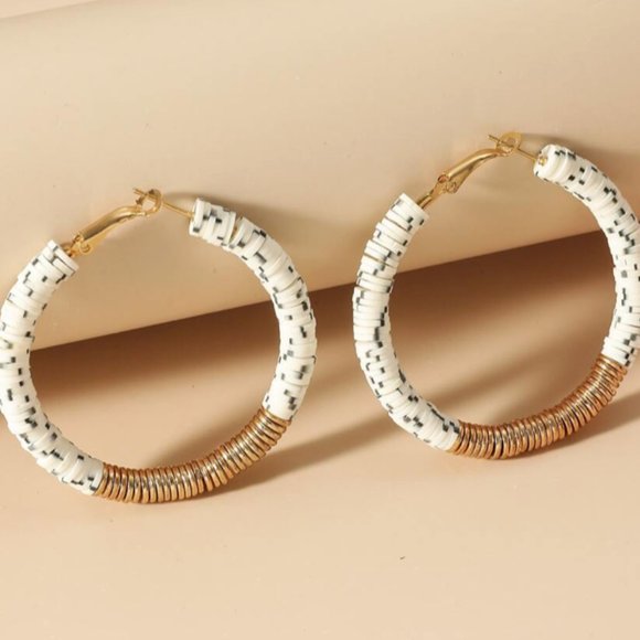 Jewelry - ✨ FREE Clay Beaded Hoop Peasant Minimal Modern Art Farm Boho Minimal Earrings